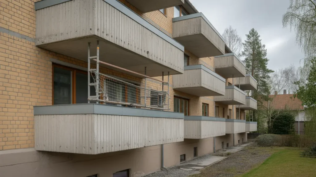 betongrenovering av balkonger p flerbostadshus i helenelund sollentuna