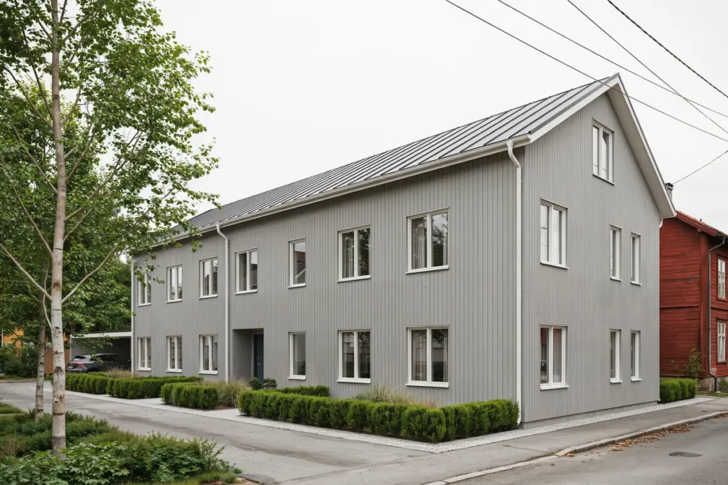 fasadrenovering med till ggsisolering p bostadshus i edsberg