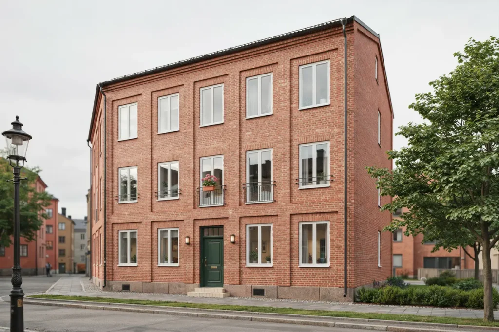 fasadrenovering av tegelfasad p flerbostadshus i tureberg